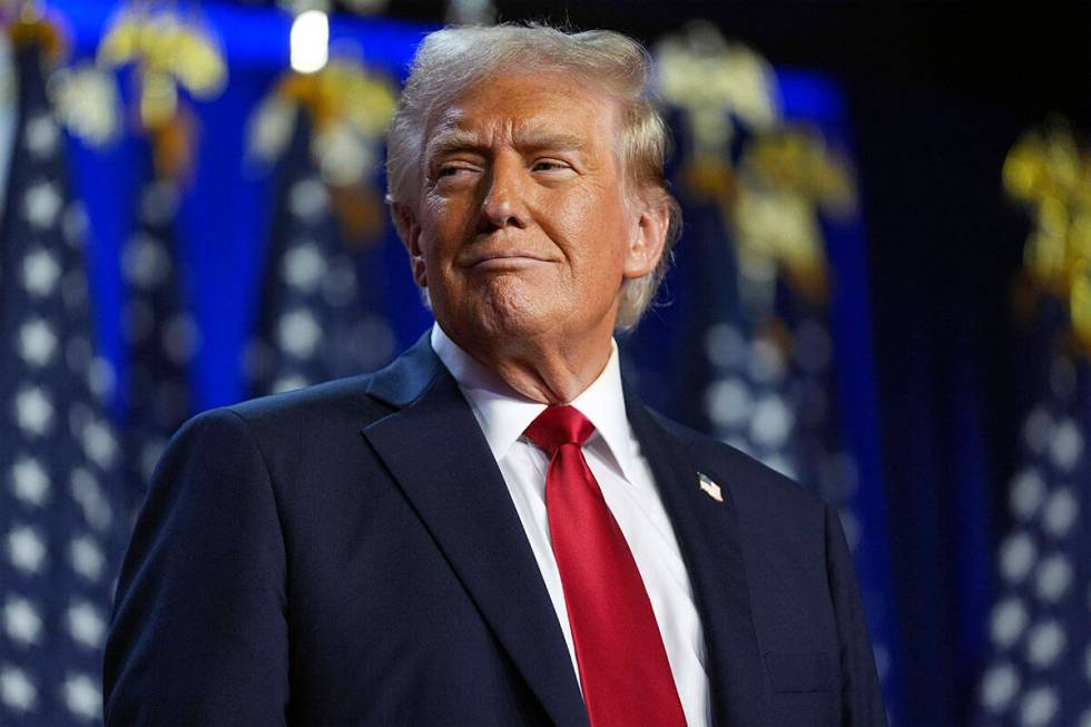 Republican presidential nominee former President Donald Trump arrives at an election night watc ...