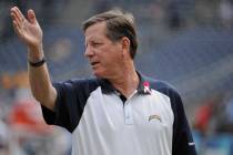 San Diego Chargers coach Norv Turner gestures before the Chargers played the New England Patrio ...