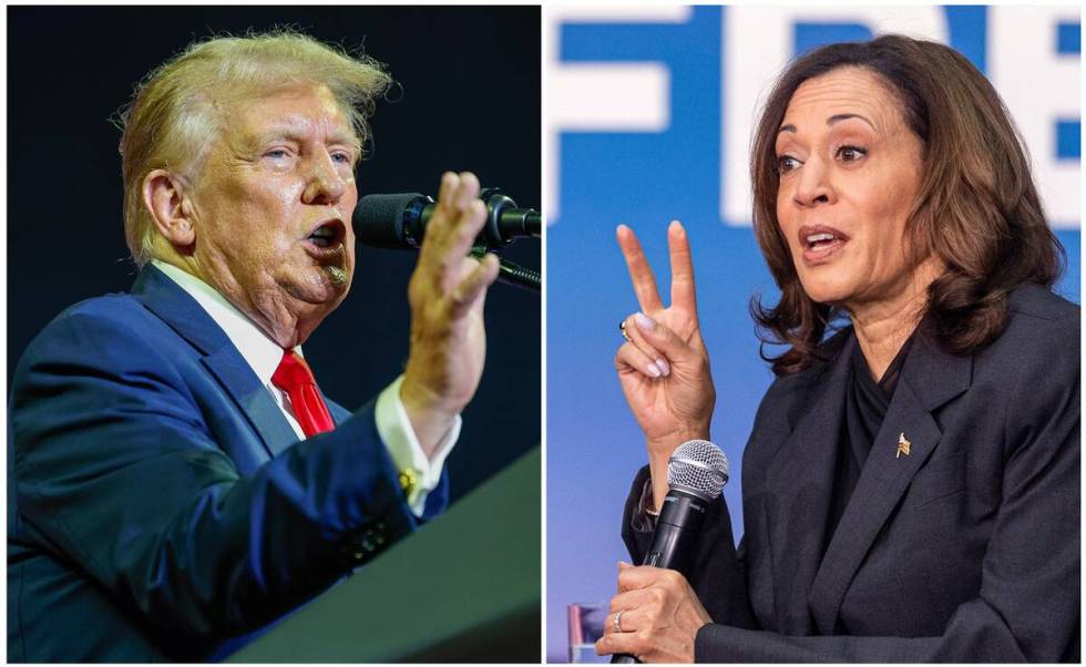 Former President Donald Trump (left) and Vice President Kamala Harris (right). (Yong Kim and Ty ...