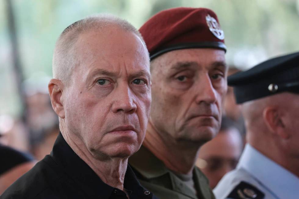 Israel's Defense Minister Yoav Gallant, left, and Chief of the General Staff Lieutenant-General ...