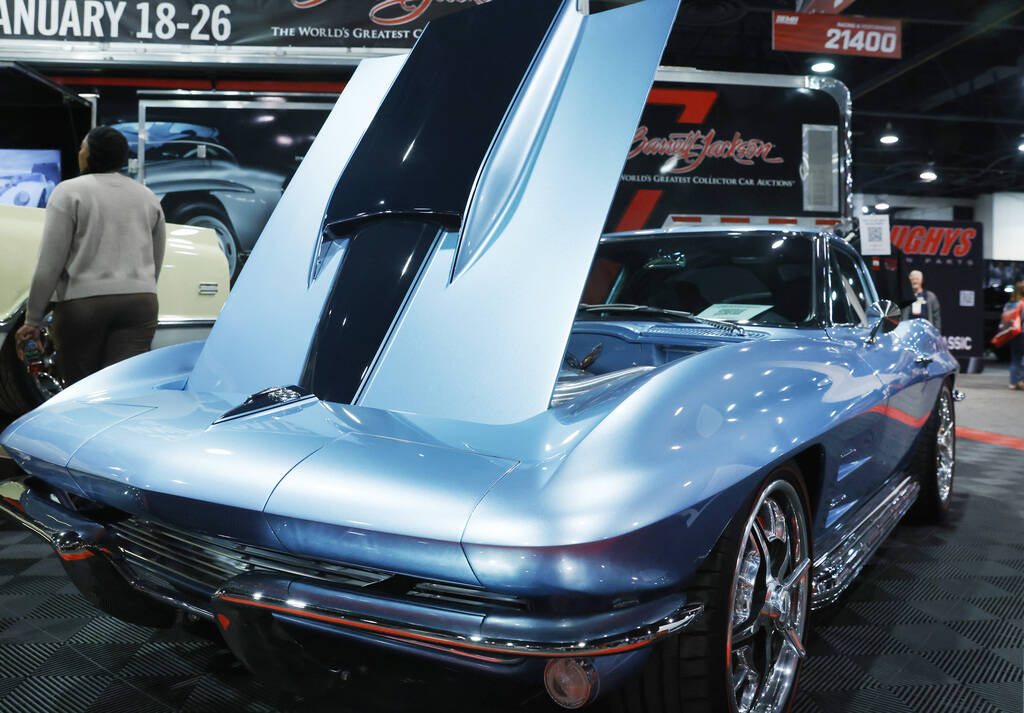 A 1963 split-window coupe Corvette is displayed during the first day of SEMA at the Las Vegas C ...