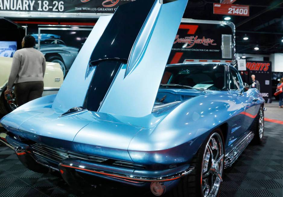 A 1963 split-window coupe Corvette is displayed during the first day of SEMA at the Las Vegas C ...