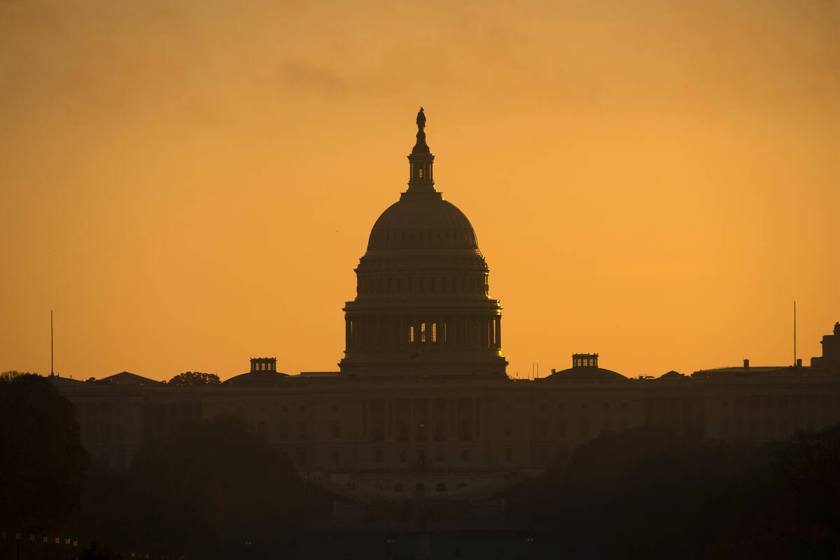 The U.S. Capitol, is seen on sunrise in Washington, Tuesday, Nov. 5, 2024. (AP Photo/Jose Luis ...