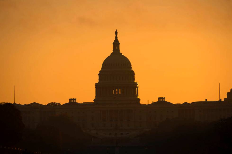 The U.S. Capitol, is seen on sunrise in Washington, Tuesday, Nov. 5, 2024. (AP Photo/Jose Luis ...