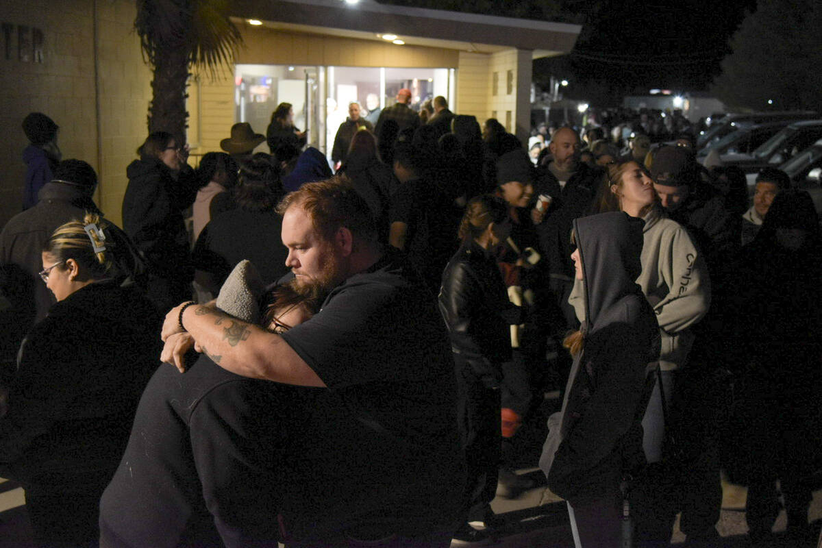 Voters wait in a long line at a polling place in Pahrump, Nevada, Tuesday, November 5, 2024. Pa ...