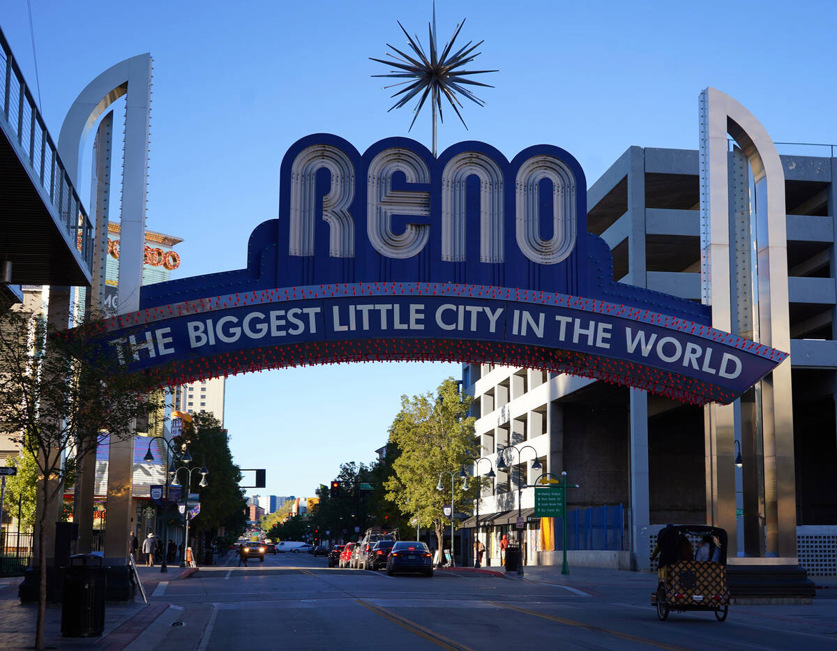 Reno’s iconic “Biggest Little City” arch is located on Virginia Street at ...