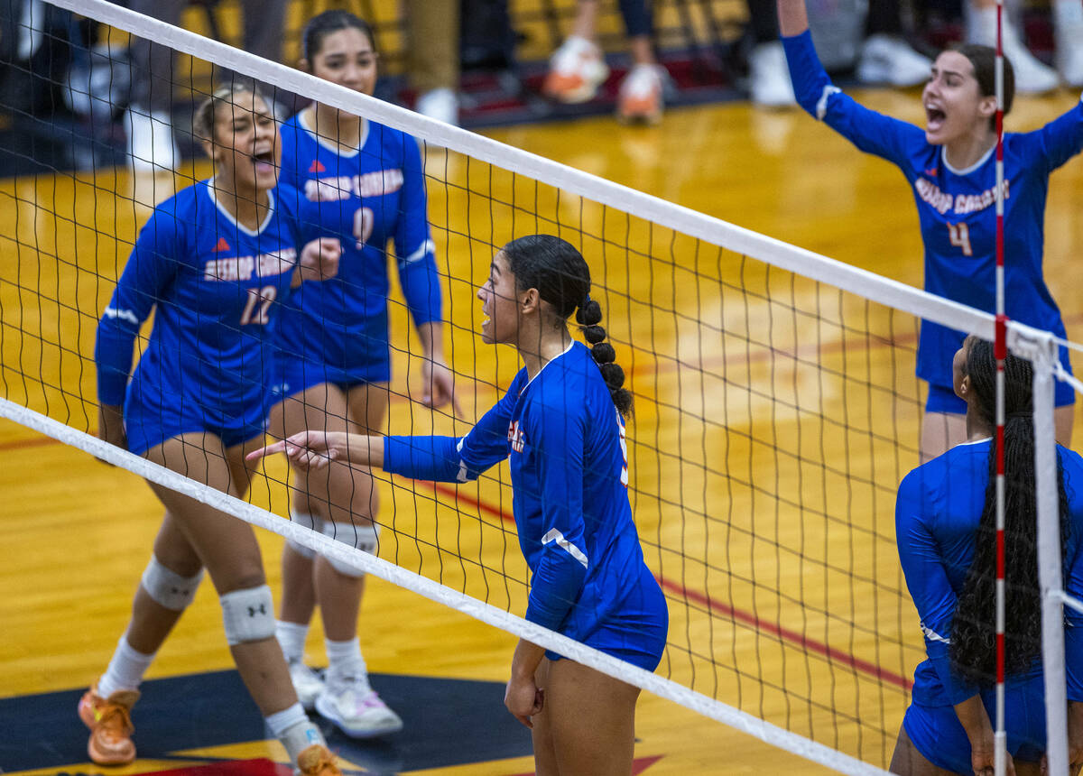 Bishop Gorman's Ayanna Watson (8) and teammates celebrate another run on points against Coronad ...