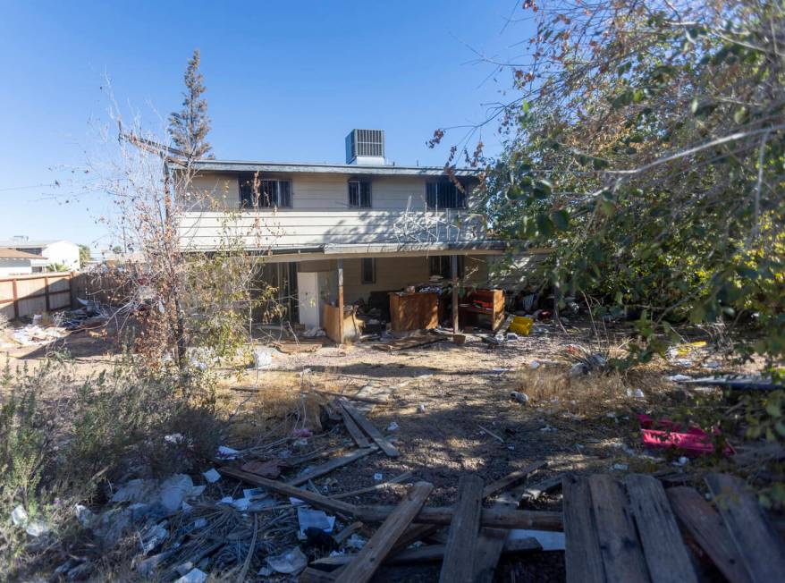 The backyard of a home on the 200 block of Catalini Street that suffered a fatal fire the night ...