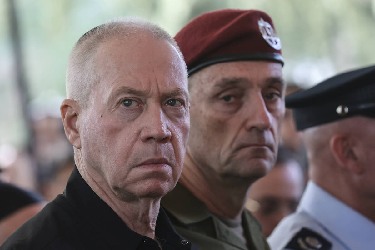 Israel's Defense Minister Yoav Gallant, left, and Chief of the General Staff Lieutenant-General ...