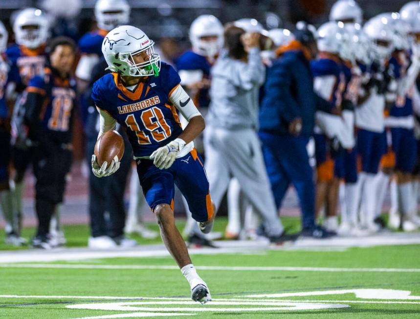 Legacy cornerback Dejuan Robinson (19) runs back a possible fumble called back against Shadow R ...