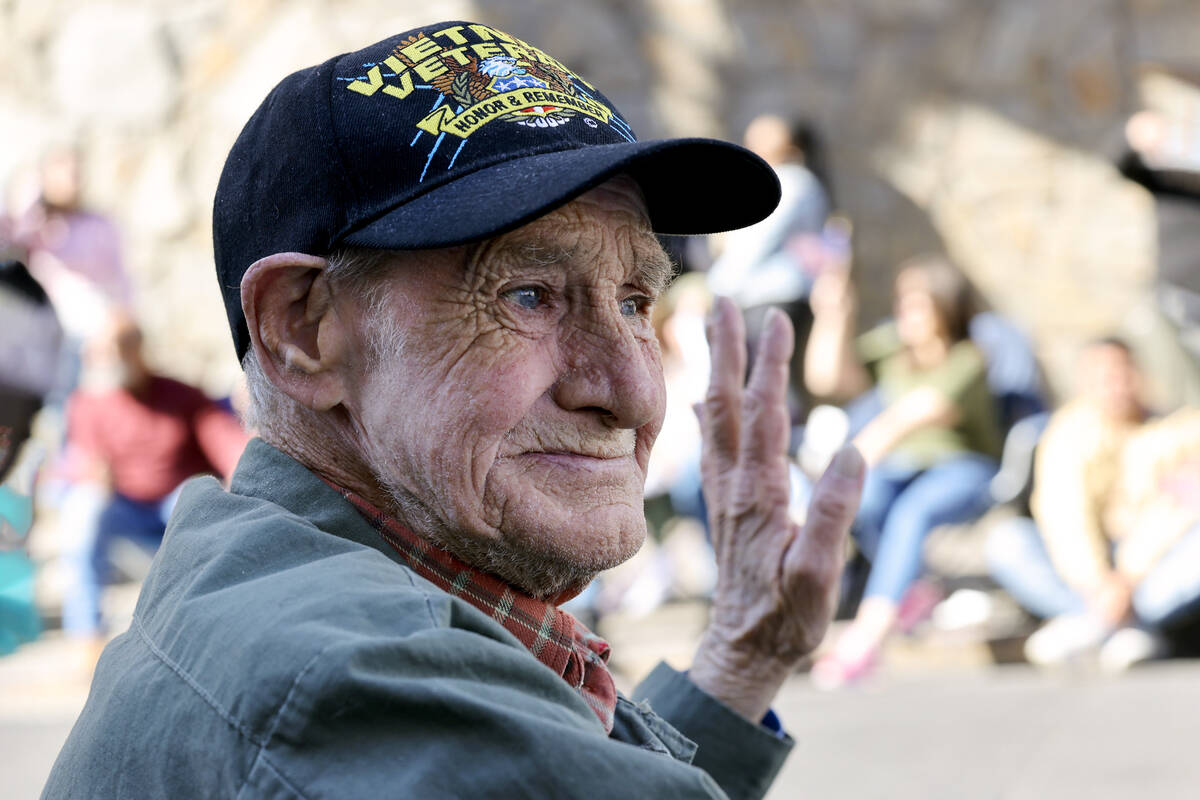 Vietnam Veteran Johnny Monteith rides in the Las Vegas Veterans Day Parade downtown Monday, Nov ...