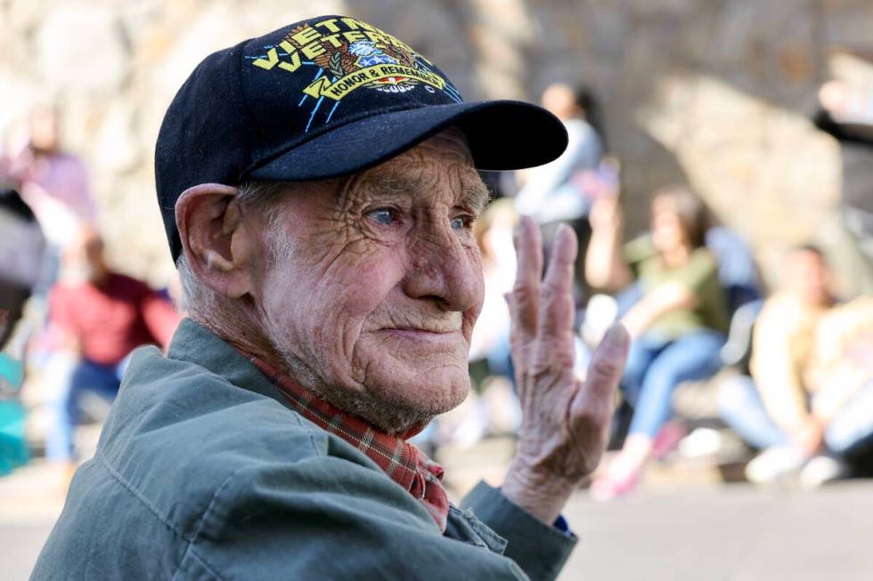 Vietnam Veteran Johnny Monteith rides in the Las Vegas Veterans Day Parade downtown Monday, Nov ...