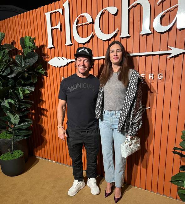 Mark Wahlberg and his wife, Rhea Durham, are shown at the opening party for Flecha Cantina at T ...