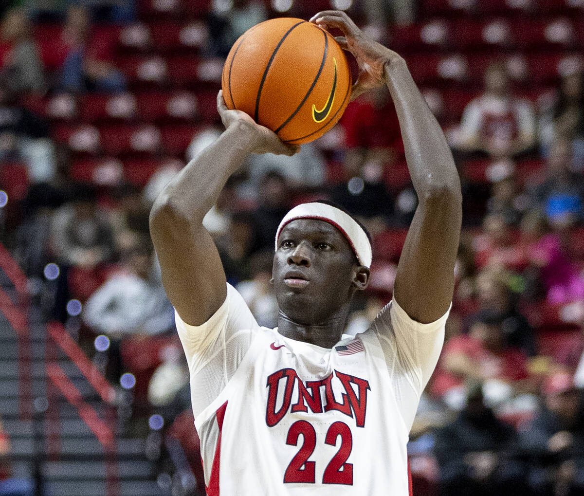 UNLV forward Pape N'Diaye (22) looks to shoot the ball during the college basketball game again ...