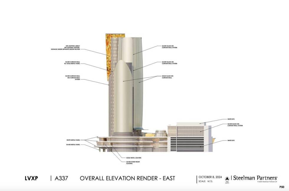 A rendering of the east-facing side of the LVXP resort planned on Las Vegas Boulevard, between ...