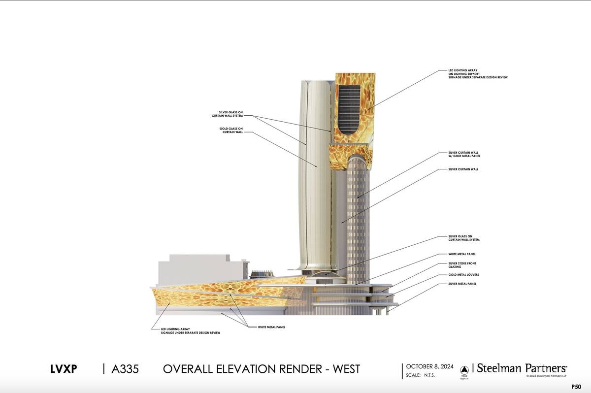 A rendering of the west-facing side of the LVXP resort planned on Las Vegas Boulevard, between ...