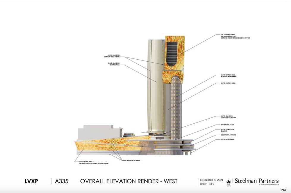 A rendering of the west-facing side of the LVXP resort planned on Las Vegas Boulevard, between ...