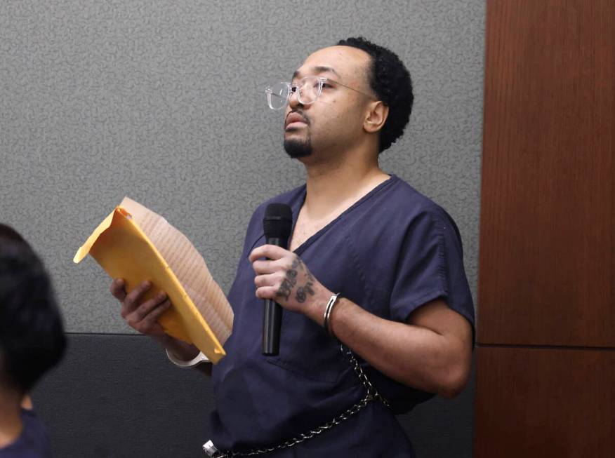 Darryl Smith prepares to read his statement to the court and to DUI crash victims family during ...