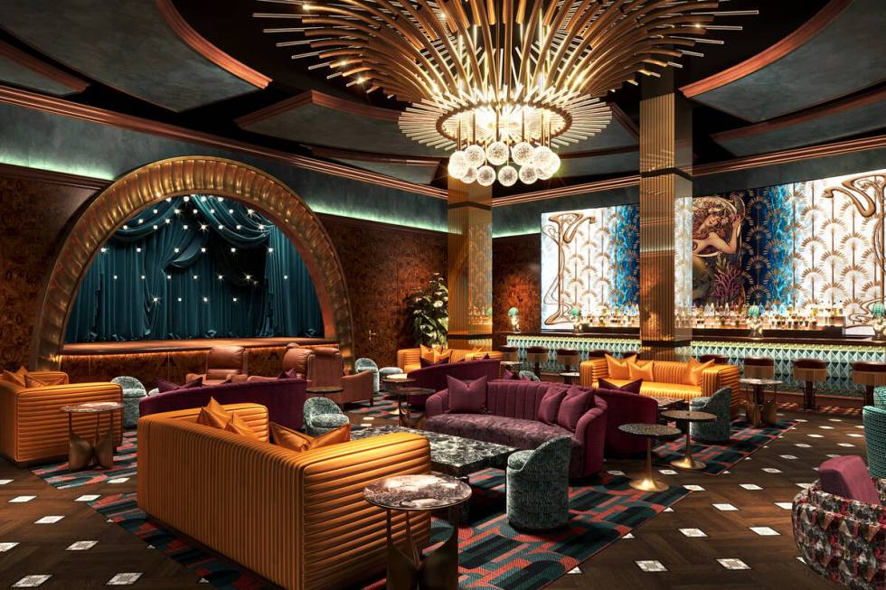 A rendering of the music speakeasy at Caspian's Cocktails & Caviar, set to open the last we ...