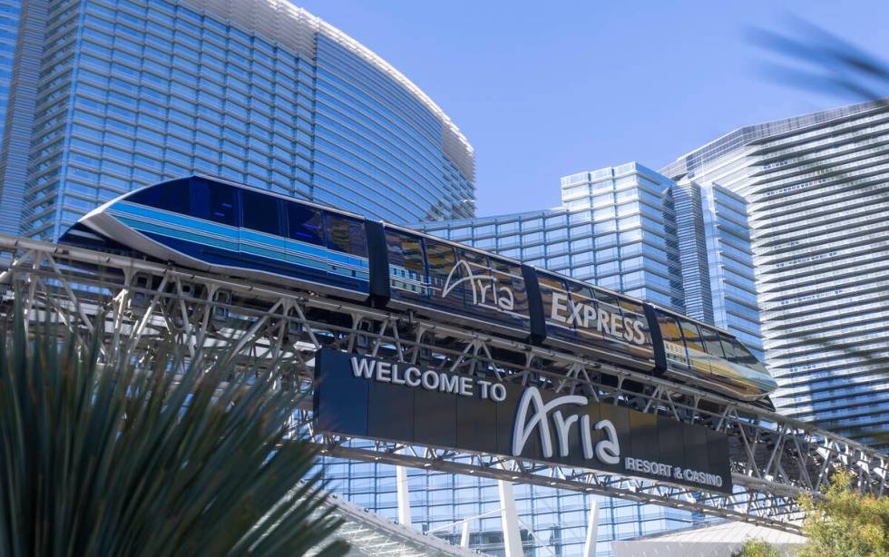 The Aria Express tram, Wednesday, Nov. 13, 2024, in Las Vegas. (Daniel Jacobi II/Las Vegas Revi ...