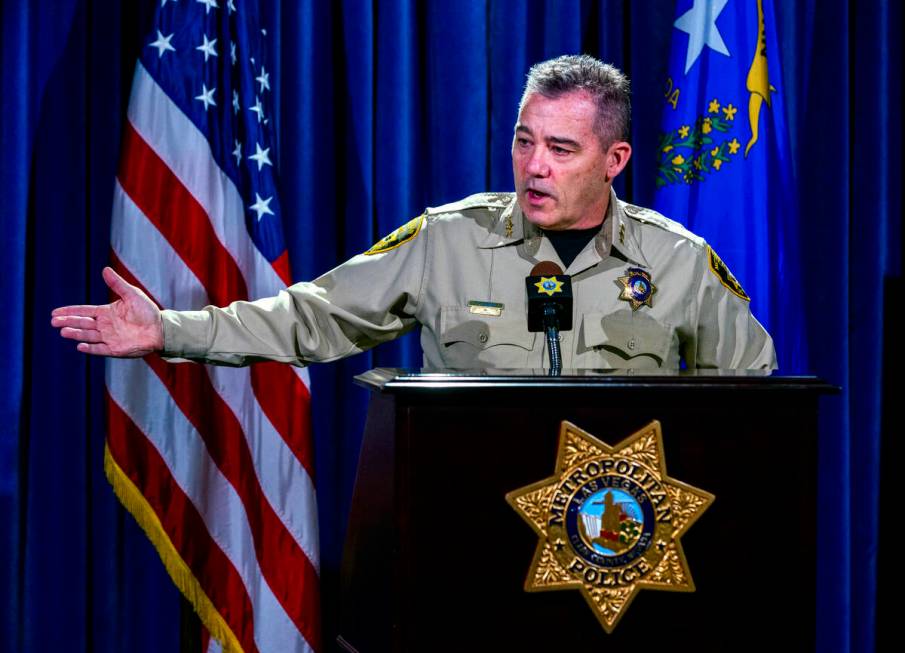 Las Vegas Metropolitan Police Department Undersheriff Andrew Walsh speaks during an F1 Las Vega ...