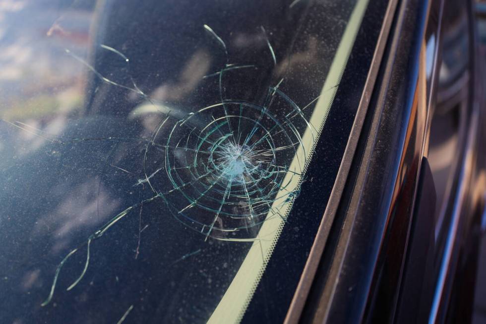 A crack is seen in Martha Carbajal’s car, who was shot while driving after making a wron ...