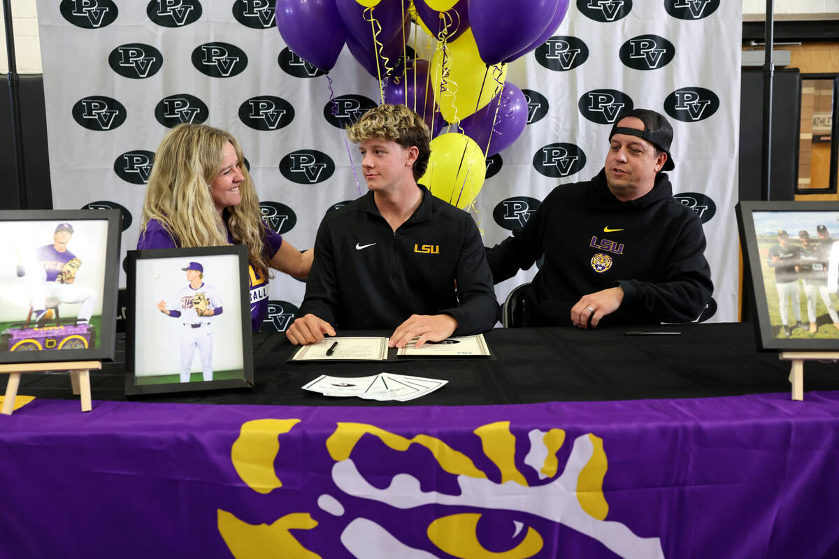 Palo Verde baseball player Ethan Clauss signs a financial aid agreement for Louisiana State Uni ...