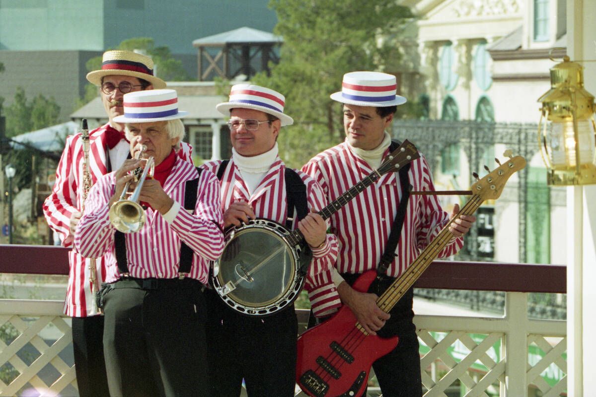 A band plays at MGM Grand Adventures Theme Park. The park opened to the public on Dec. 18, 1993 ...