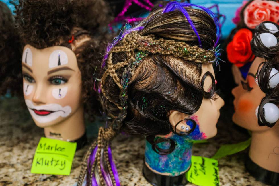 Mannequins decorated by inmate students for a Halloween class assignment are seen during a cosm ...