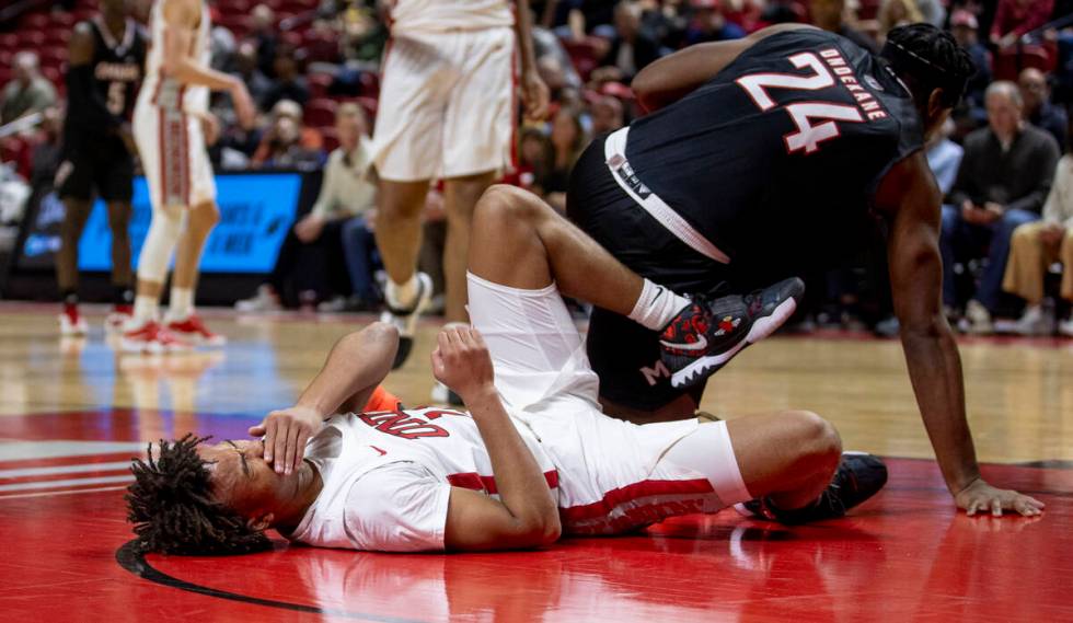 during the college basketball game against the TKTKTK at the Thomas & Mack Center, Thursday ...