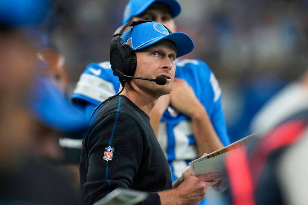 Detroit Lions offensive coordinator Ben Johnson watches against the Tennessee Titans during an ...