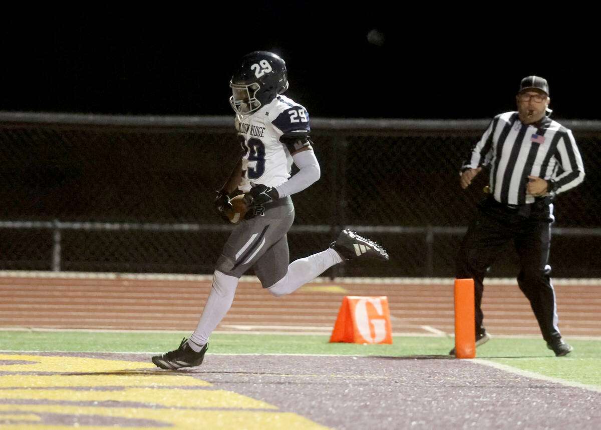 Shadow Ridge fullback Trevin Young (29) scores against Faith Lutheran in the fourth quarter of ...