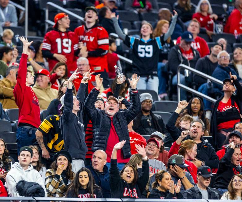 UNLV fans celebrate another score against the San Diego State Aztecs during the second half of ...