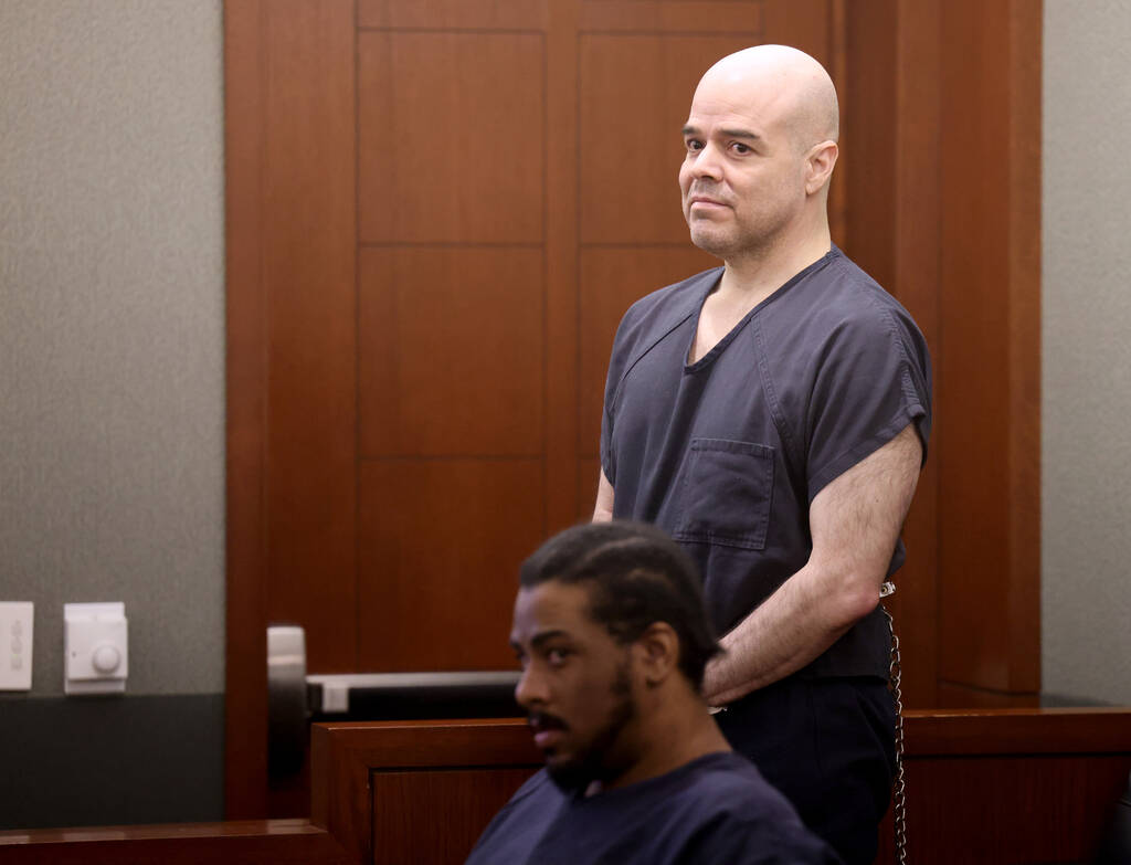 Robert Telles appears in court during a hearing at the Regional Justice Center in Las Vegas Wed ...