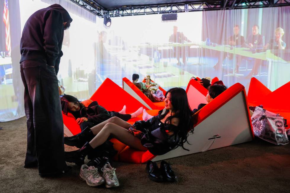 Attendees take a moment to rest during ComplexCon at the Las Vegas Convention Center on Saturda ...