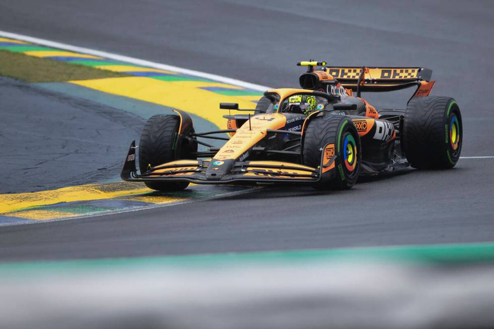 McLaren driver Lando Norris of Britain, steers his car during the Brazilian Formula One Grand P ...