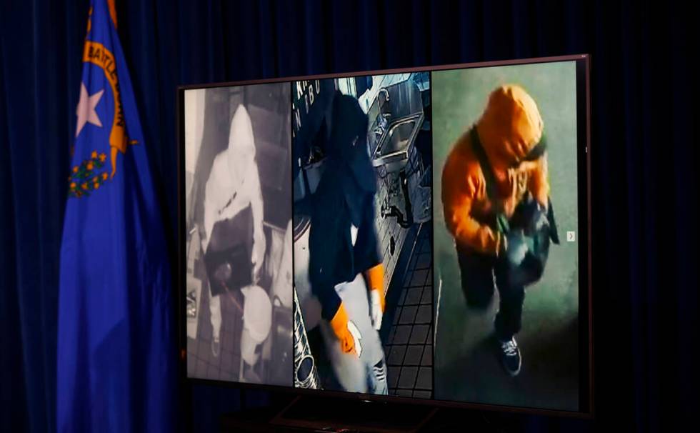 Surveillance images are shown of Cedric Hasan, who was arrested in connection with a string of ...