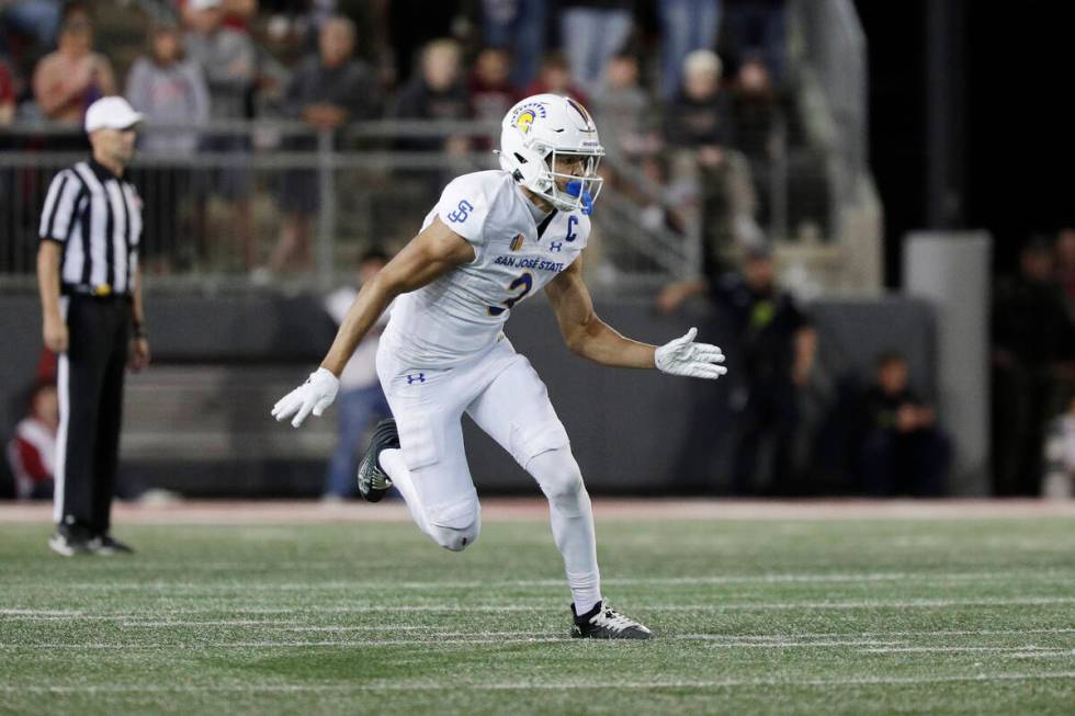 San Jose State wide receiver Nick Nash (3) runs a route during the second half of an NCAA colle ...