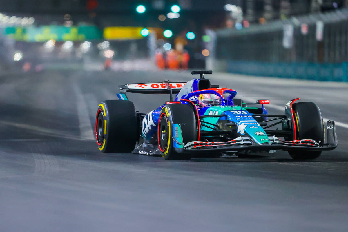 Formula 1 RB driver Liam Lawson zooms by during the first open practice ahead of the Formula 1 ...