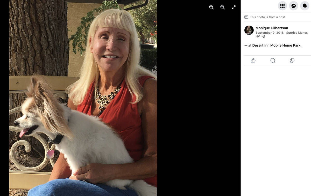 This is a screenshot of a photo Monique Gilbertson and one of her dogs she posted on her person ...