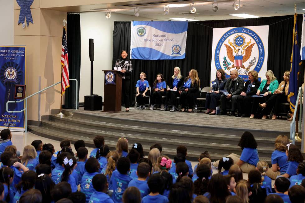 Nevada Superintendent of Public Instruction Jhone Ebert speaks on Friday, Nov. 22, 2024, during ...