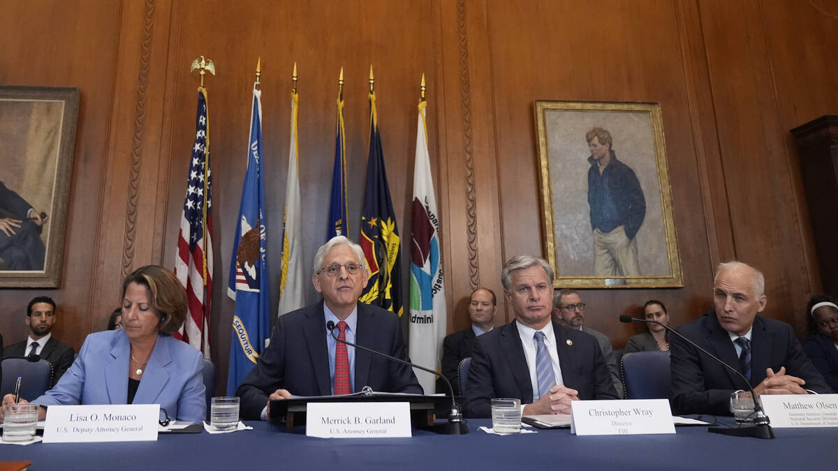 Attorney General Merrick Garland speaks before a meeting of the Justice Department's Election T ...