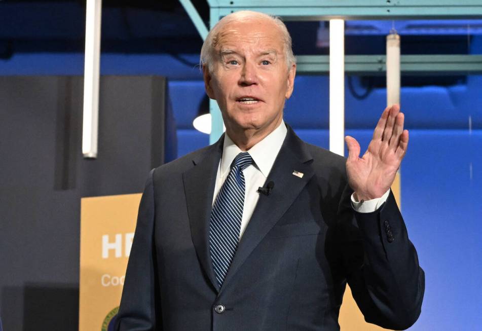 President Joe Biden speaks to reporters at the American Possibilities White House Demo Day at T ...