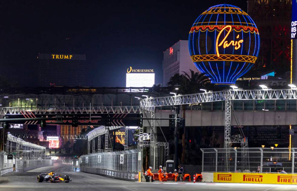 Red Bull Racing driver Max Verstappen turns off the Strip during the third practice round for t ...