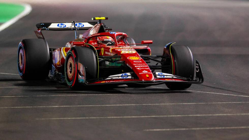 Ferrari driver Carlos Sainz on his way to second during the qualifying round for the Formula 1 ...