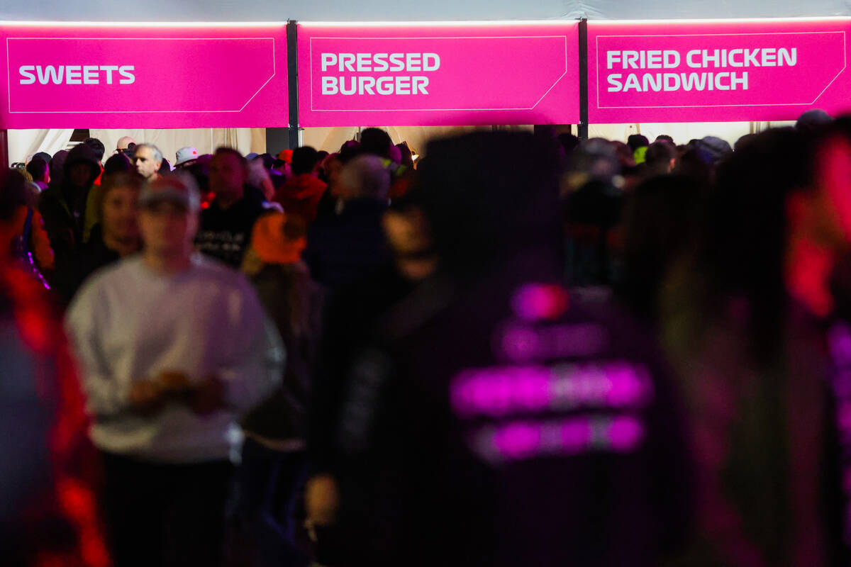 Food tents are seen inside of the T-Mobile fan zone during a Formula 1 free practice ahead of t ...