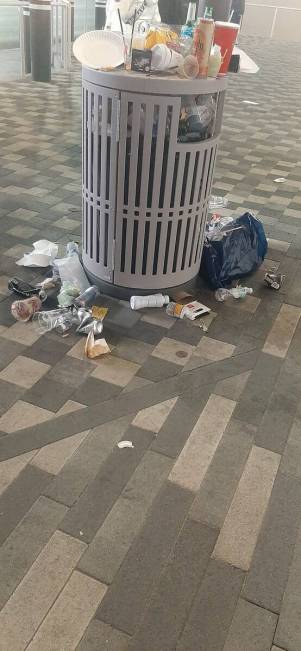 Noticeable trash piles are building up in certain areas where pedestrians have to walk along La ...