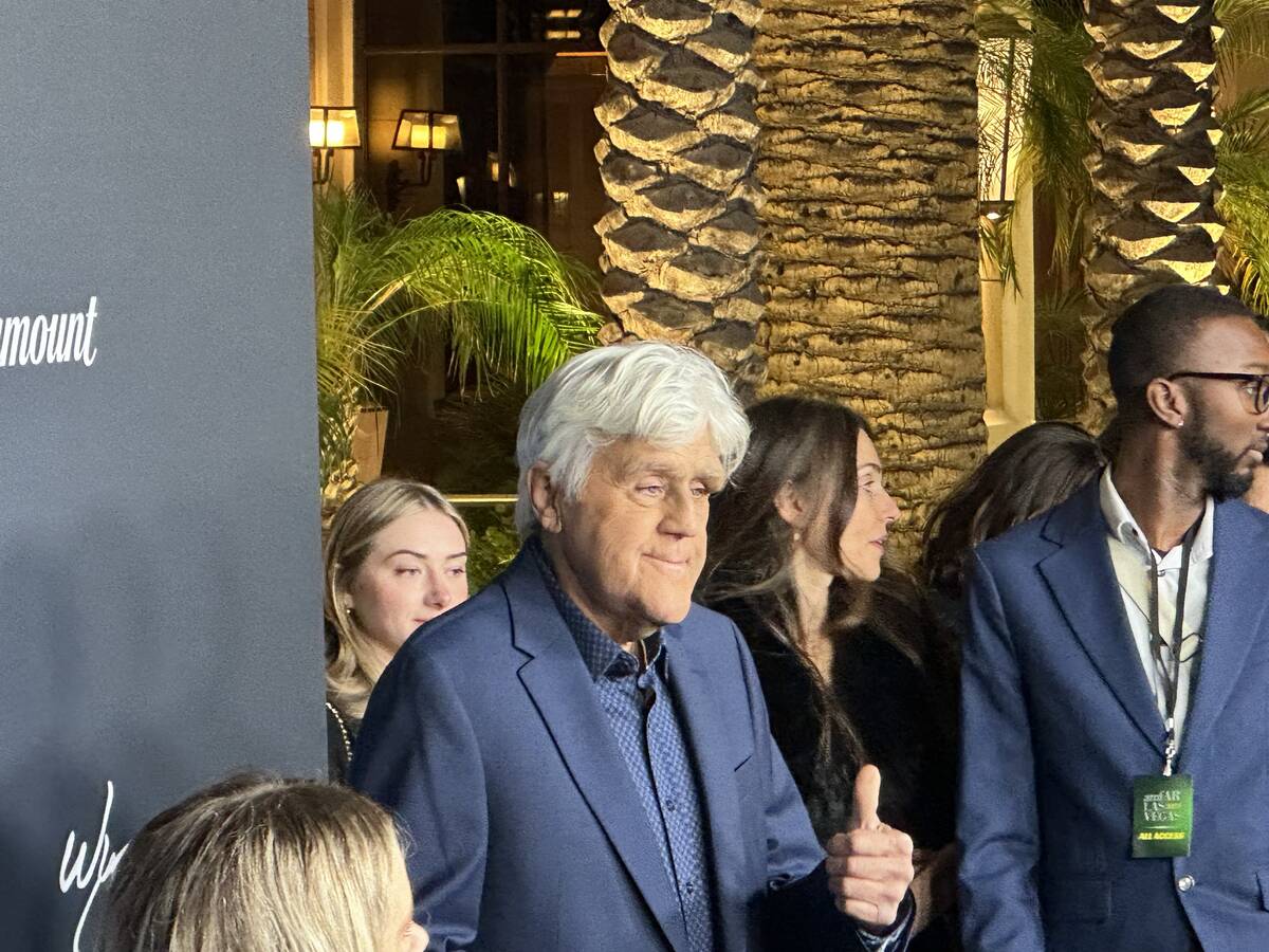 Jay Leno is shown at the amfAR, The Foundation for AIDS gala at Pavilion at Wynn Las Vegas on F ...