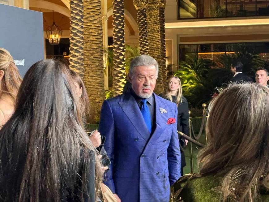 Sylvester Stallone is shown at the amfAR, The Foundation for AIDS gala at Pavilion at Wynn Las ...