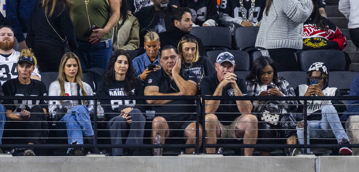 Raiders fans are dejected as the Denver Broncos secure the lead during the second half of their ...